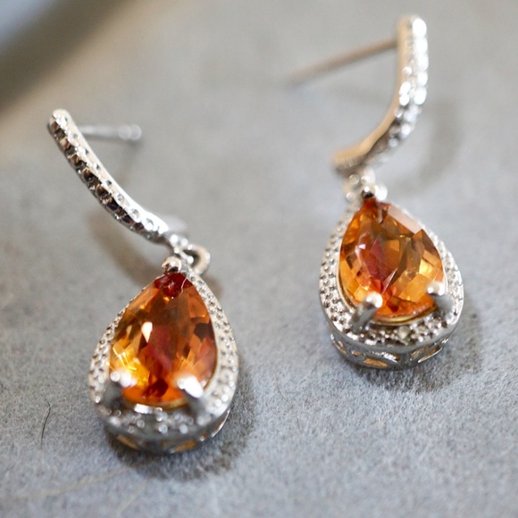Azotic Topaz & Diamond Halo Earrings - Picture 3 of 8